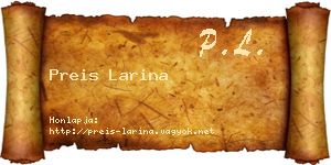 Preis Larina névjegykártya
